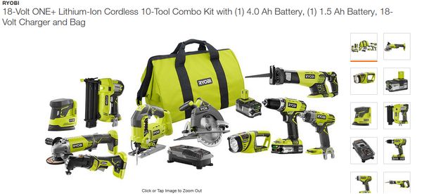 

18 volt one lithium ion cordle 10 tool combo kit with 1 4 0 ah battery