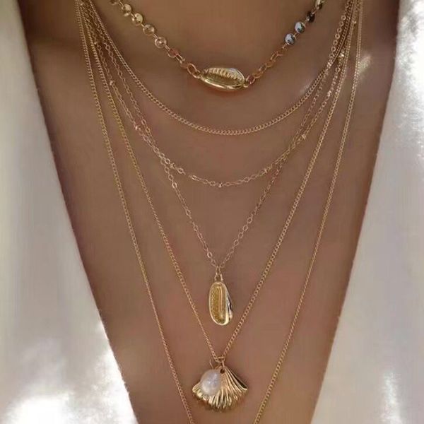 

women vintage originality beach shell clam shell peal necklace, Silver