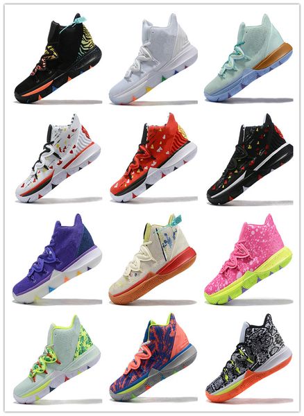 

2019 new arrival kyrie 5 5 men ba ketball hoe graffiti cream rainbow color ea ter macaron white red black mother 039 day port neak