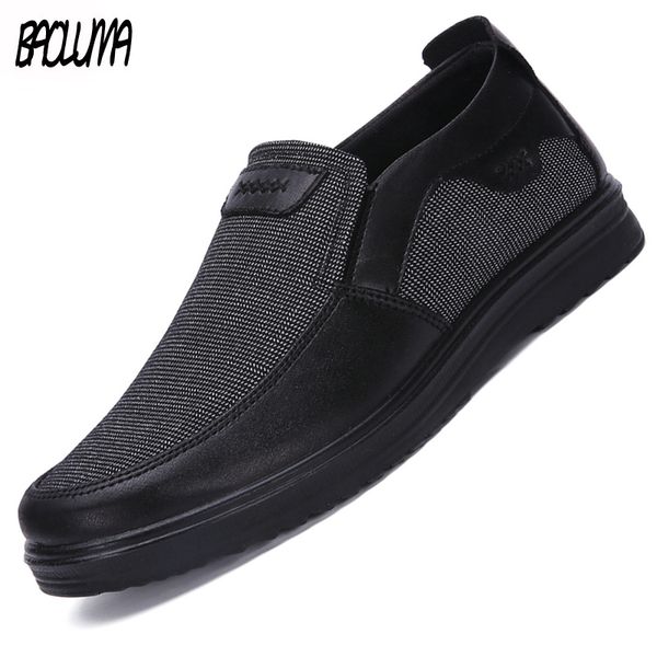 

fashion mens casual shoes breathable men casual daily microfiber dress shoes business oxfords comfortable soft mens moccasin 48, Black