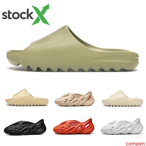 

stock x 2020 bone mens luxury designer slippers foam runner kanye west desert sand resin beach women men slides slipper sandal sandals 36-45