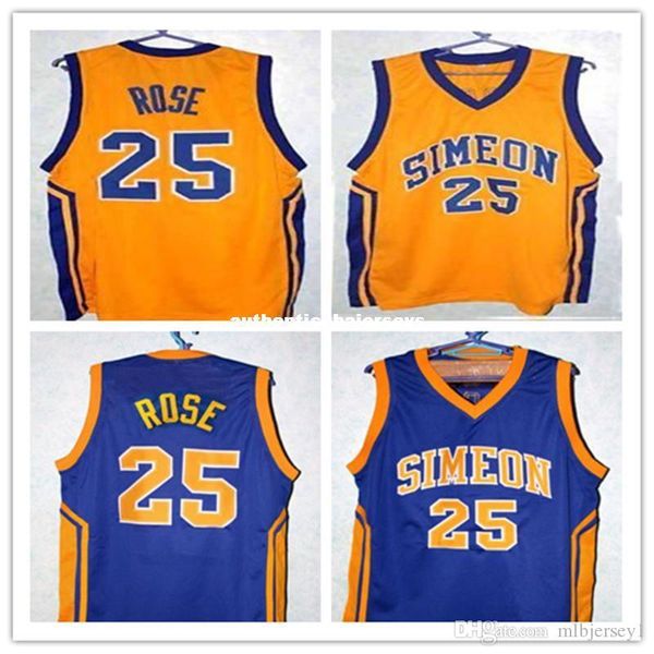 

derrick rose #25 simeon high school basketball jersey blue,yellow,stitched men's xxs-6xl jerseys customize any size number, Black;blue
