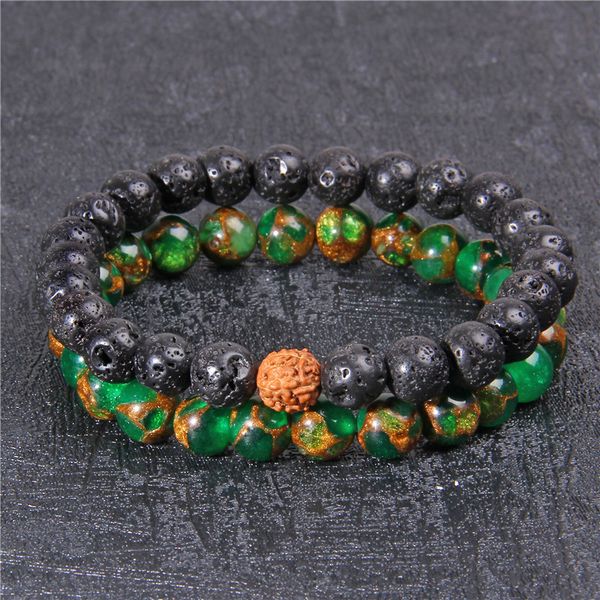 

пары расстояние браслет мужчины женщины natural black lava вулканический камень 8мм cloisonne бусины браслет homme ювелирные подарки
