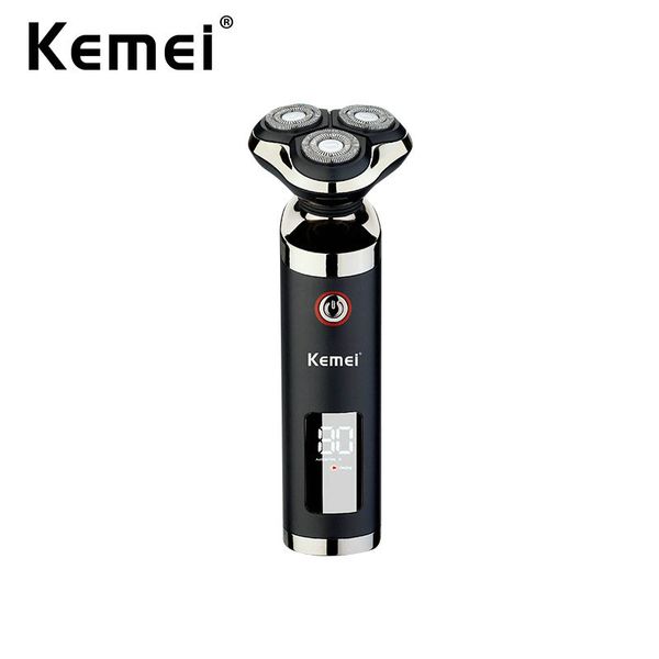 

kemei usb аккумуляторная бритва beard бритва моющийся тройной клинок 3d floating электрические бритвы бритвы lcd men face beard trimmer