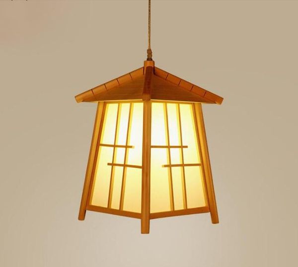 

wood house shade pendant light fixture cord japanese modern handmade tatami hanging ceiling lamp for dining table room e27 bulb llfa