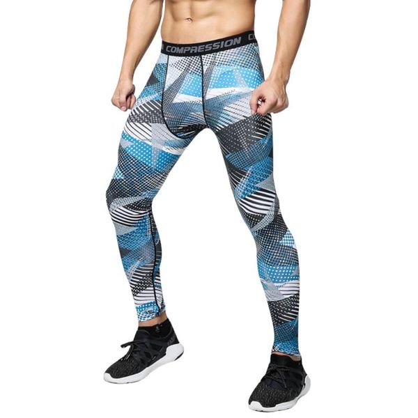 

men's fitness running pants high elastic compression sports leggings quick dry ankle length pants gym socks plus sizes, Black;blue
