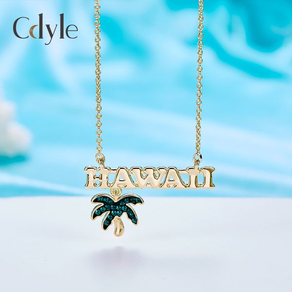 

fashion-crystal necklace for hawaii coconut tree pendant necklace, Silver