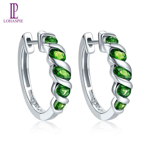 

hoop huggie earrings 1.77ct real natural gemstone chrome diopside solid 925 sterling silver fine jewelry for women's lady birthday gift, Golden;silver