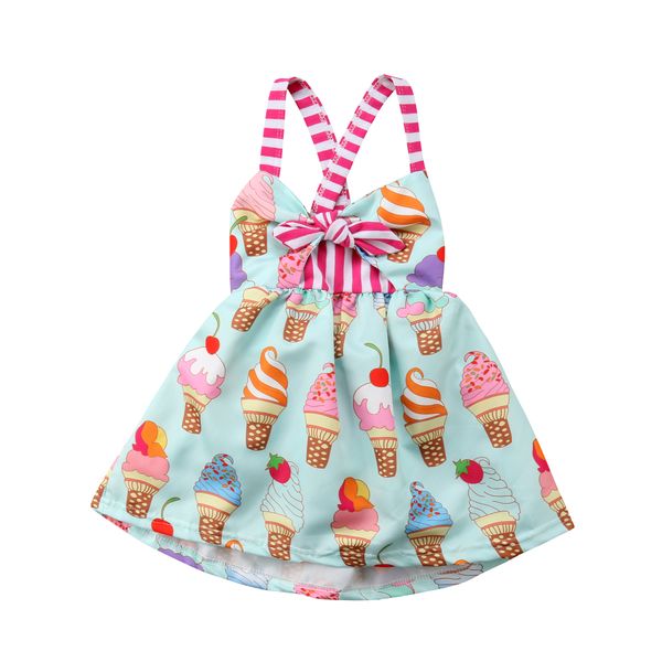 

pudcoco 2019 summer toddler kids baby girls strap backless dress ice cream sundress summer cute green clothes, Red;yellow