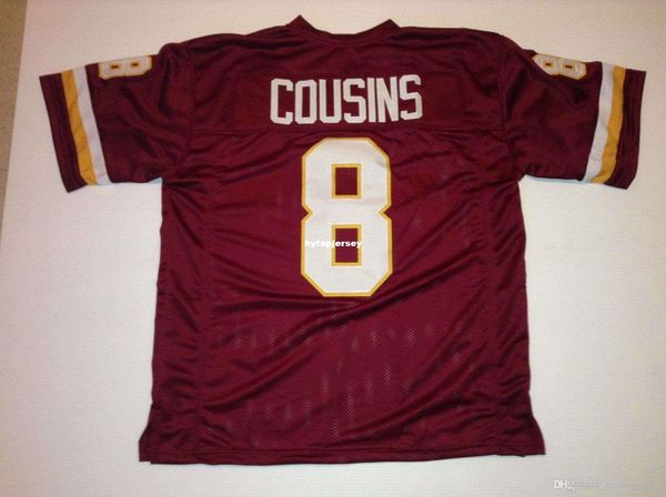 

retro custom sewn stitched #8 kirk cousins burgundy mitchell & ness jersey high-end men's football jerseys college ncaa, Black;red