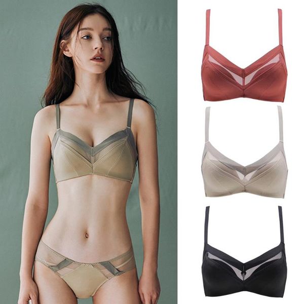 

seamless push up bra without steel ring for women lingerie wire 3/4 cup beauty back soft skin-friendly intimates, Red;black