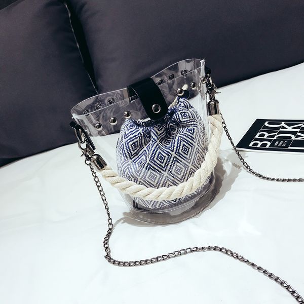 

женщины jelly transparent ретро сумка ковш сумка супер пожарная цепь посыльный