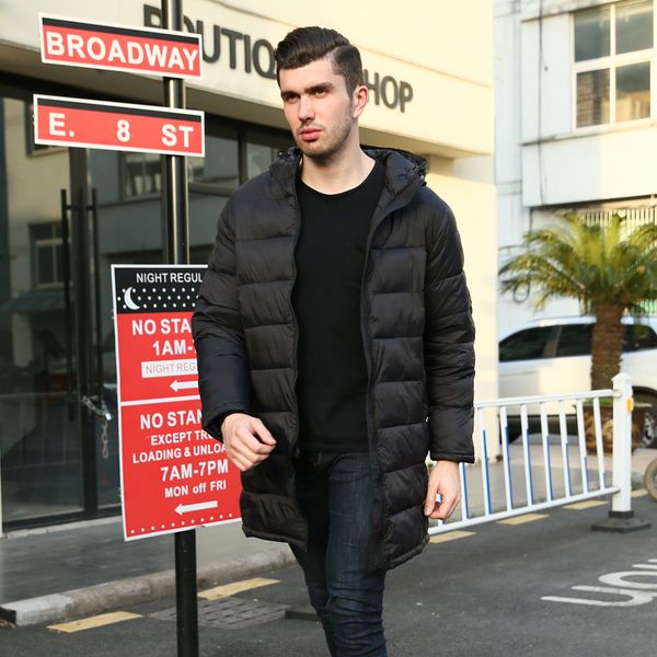 

men's fashion winter jacket light weight long coat and down feather coat in autumn winter parka men plus size clothing 2019, Tan;black