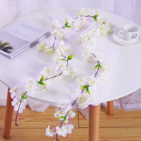 

4pcs artificial cherry blossom vine garland wreath hanging plant flower