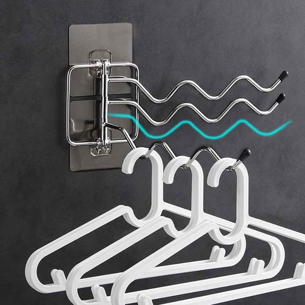 

180 degree wall mounted multi-rod rotating towel rack bathroom stainless steel towel racks punching storage shelf