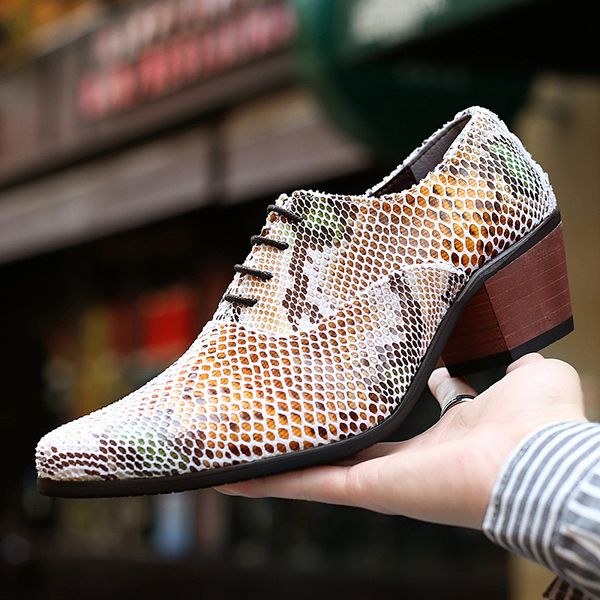 

men leather shoes fashion plaid formal office shoes men slip on driving casual pointed toe club wedding party a4, Black