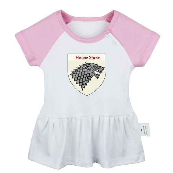

direwolf game of thrones house stark of winterfell winter is coming newborn baby girls dresses toddler infant cotton clothes, Red;yellow