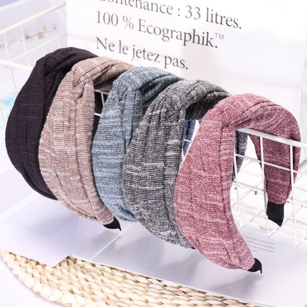 

new center knotted wide knitted hairbands for women hair ornaments fashion simple knot headbands for girls autumn winter