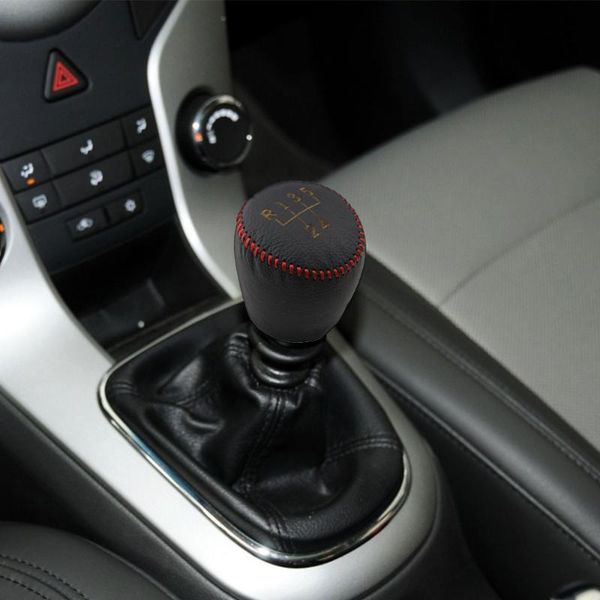 

puou leather 5 6 speed gear head shift knob cover skin handbrake case for cruze 2010-15 mt