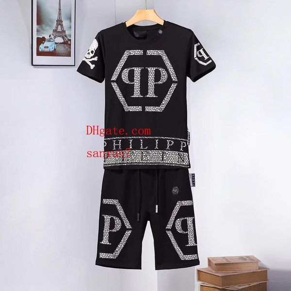 

Бренд Мужские спортивные костюмы Летняя футболка + брюки Спортивная одежда Модны