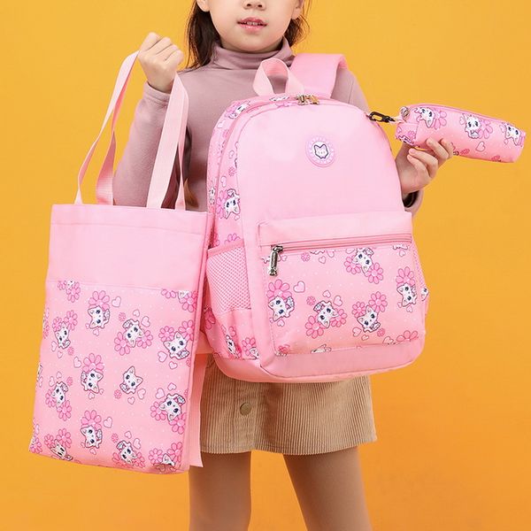 

school bags 3pcs/set shoulders girls backpack lovely cat student children for bag kids mochila escolar cartable enfant