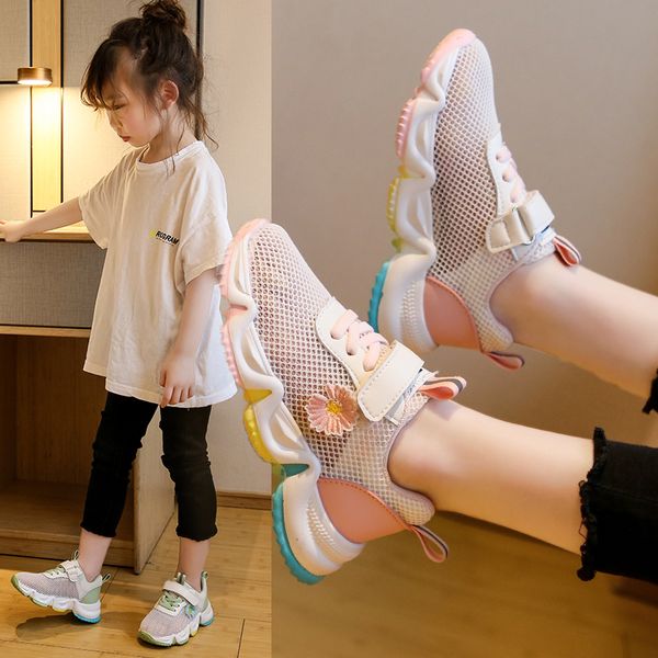 

boys sport shoes girls sneakers 2020 boys sneakers mesh running colorful breathable flowers shoe kids casual shoe children shoes, Black;red