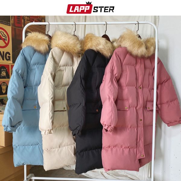 

мех зимняя куртка мужчины 2019 человек корейский harajuku длинное пальто с капюшоном bubble coat пара повседневный твердая parka puffer jack, Black