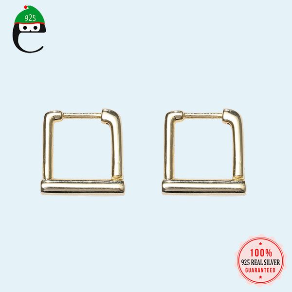 

square hoop earrings 925 sterling silver fine jewelry gift hoops for women party shiny gold 925 jewelry wholesale ds1698, Golden;silver
