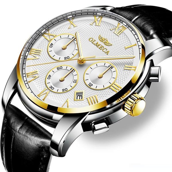 

reloje 2018 fashion men watch male leather automatic date quartz watches mens waterproof sport clock relogio mascul, Slivery;brown