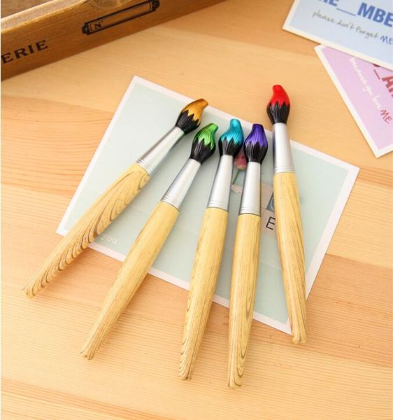 

1 piece cute kawaii wooden ballpoint pen school supply creative stationery ie novel office gift styling writing brush, Blue;orange