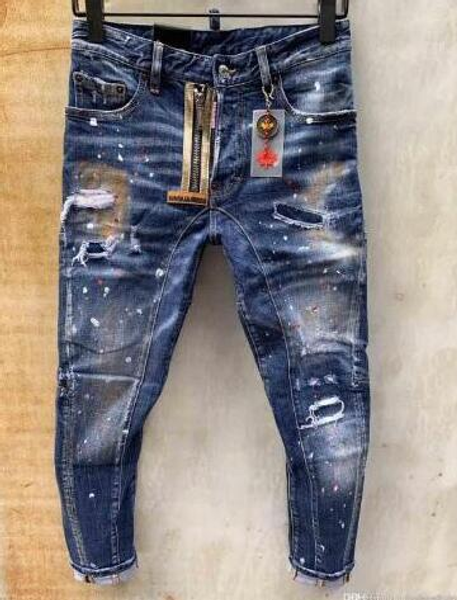 

new style brand men jeans denim jean embroidery tiger pants holes jeans zipper men pants trousers skinny jeans men 000001d02#, White