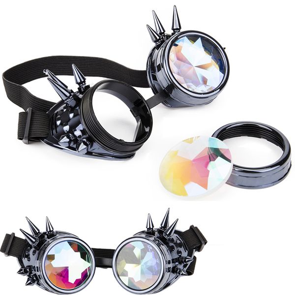 

c.f.goggle kaleidoscope sunglasses men women steampunk vintage round sun glasses gothic goggles vintage retro punk sunglass, White;black