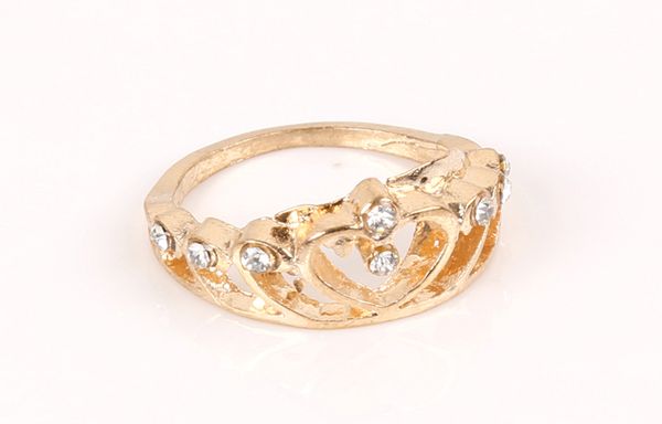 

new fashion hollow out heart crown shaped ring wedding gifts women fashion jewelry drop shipping, Slivery;golden