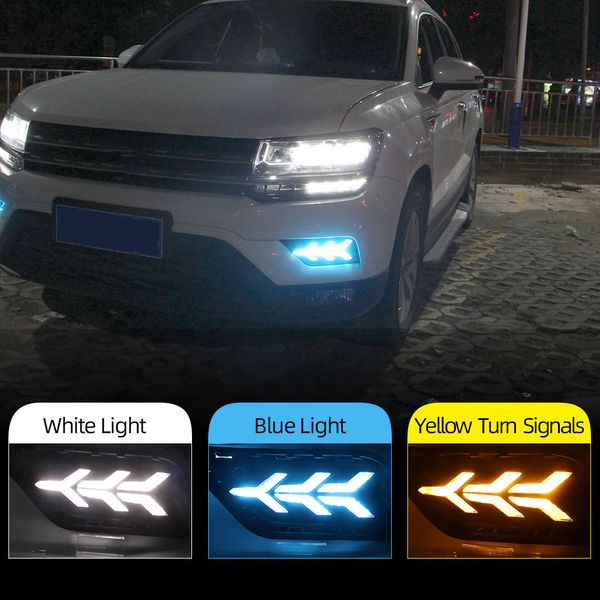 2pcs LED DRL Dayntime Pano Işık Gün Işığı Volkswagen VW Tharu 2019 2020 2021 2022 Dönüş sinyali sis lambası kapağı ile