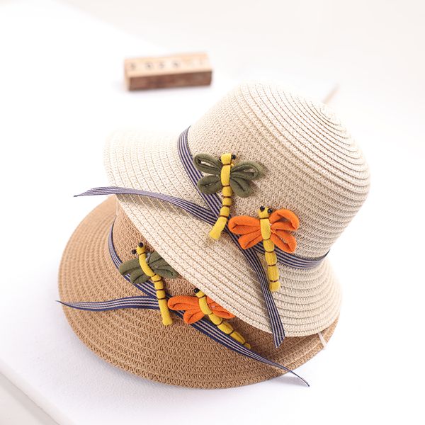 

children's sun hat summer girl straw child princess beach sunscreen fisherman hat, Yellow