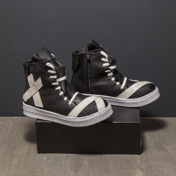 

ankle botas hombre leather shoes men work bota masculina high chaussure homme casual mens shoes fashion zapatos de hombre, Black