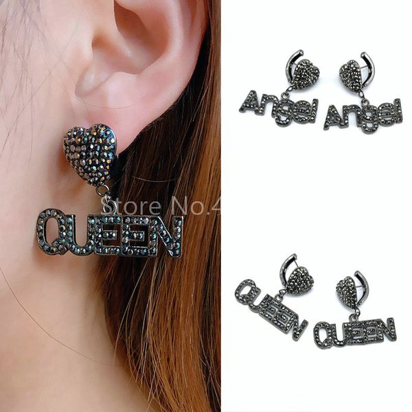 

5pairs, женские серьги, ювелирные изделия, crystal setting, letter "ангел" и "queen" форма для womencan оптового, Golden;silver