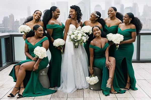 2019 Dark Green Bridesmaid Dresses Off The Shoulder Sexy Side