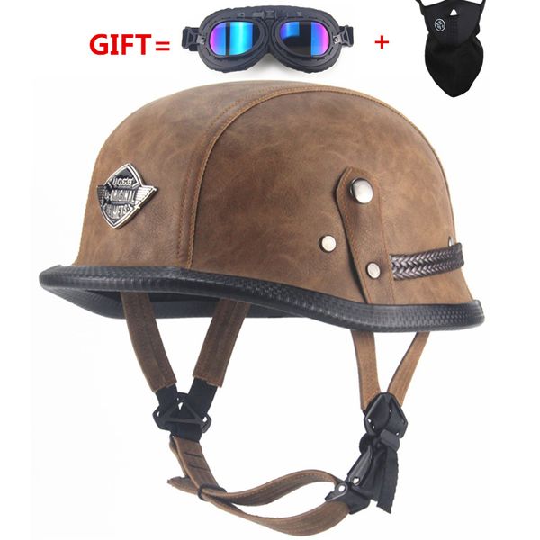 

бесплатная доставка немецкий второй мировой войны стиль open face half leather helmet мото марочные мотоцикл мотоцикл камуфляж