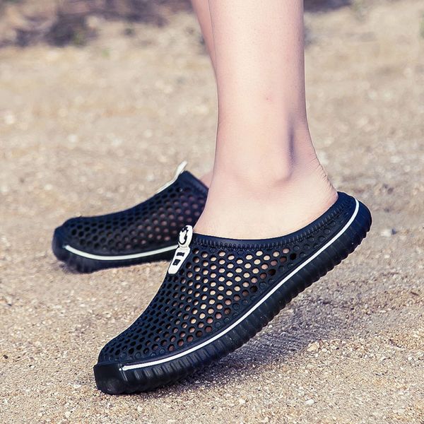 

youyedian 2019 summer men slippers hollow out beach slippers casaul shoes men sandals flip flops home, Blue;gray