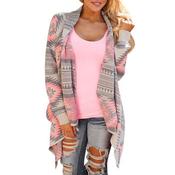 

women irregular printed long sleeve zip-up coat plus size sweatshirt s m  green pink new, Black