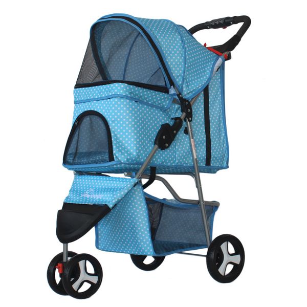 

portable folding pet baby stroller small dog cat teddy cart 3 wheel pet cart oxford many color ultra light one key folding