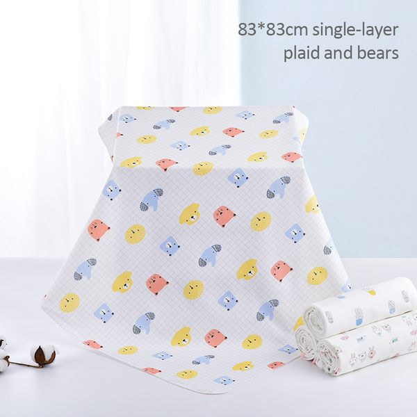 

100% cotton muslin square 83*83cm blanket baby newborn swaddle infant diaper printed animals feeding wrap scraf towel blankets