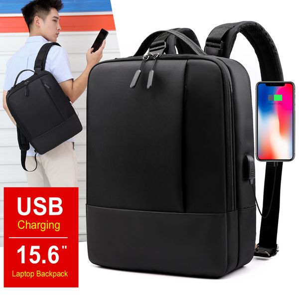 

men's business backpack for 15.6 inch usb charging travel bags waterproof slim lapbackpack school bag office men women bagpack