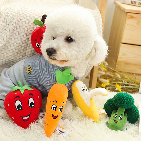 Funny Soft Plush Sound Squeaky Chew Toy Fruit Shape Pet Puppy Dog Toys Gifts