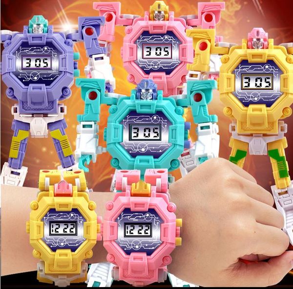 Orologio deformato creativo Puzzle Robot Display elettronico in plastica Tavolo Giocattoli educativi Gioco cerebrale per bambini Bambini