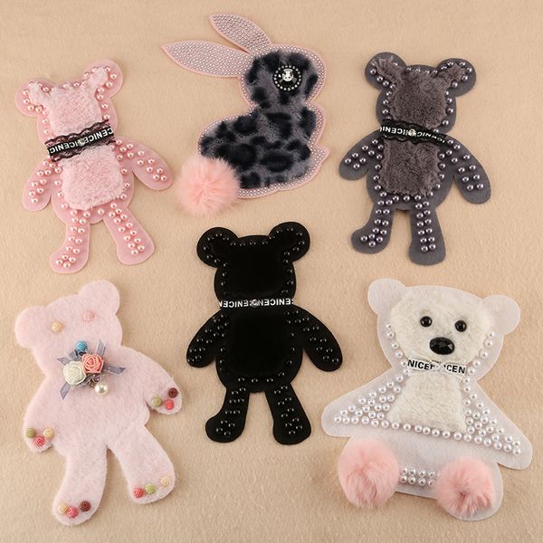 

gugutree вышивка патчи большой кошки кролик медведь сова патч животных значки аппликация пластыри для одежды дк-15, Black