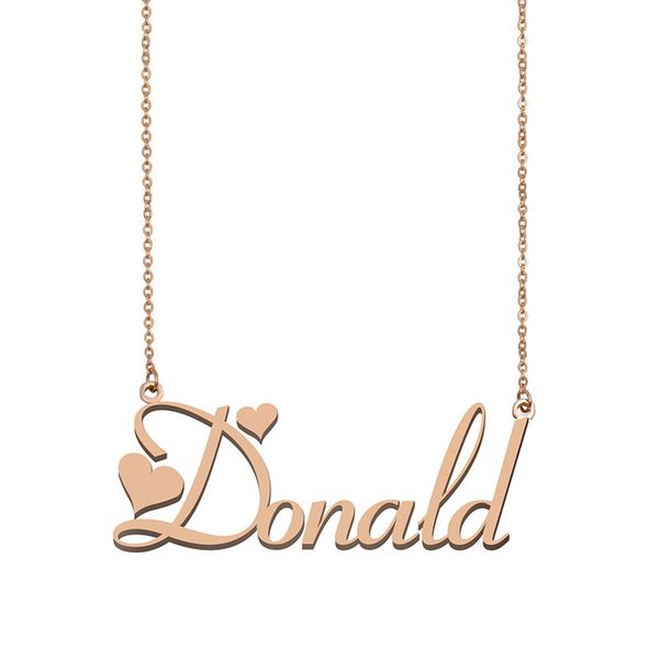 

donald name necklace pendant for women girls birthday gift custom nameplate kids friends jewelry 18k gold plated stainless steel, Silver