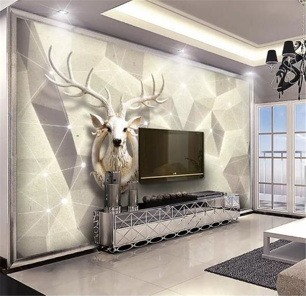 

custom p 3d wallpaper 3d geometric triangle elk line nordic home decor living room wall covering