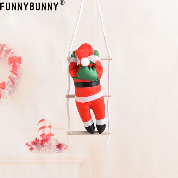 

funnybunny santa claus climbing on rope ladder for christmas tree indoor hanging christmas xmas party home door wall decoration